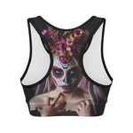 Calavera Girl Day of The Dead Print Women's Sports Bra