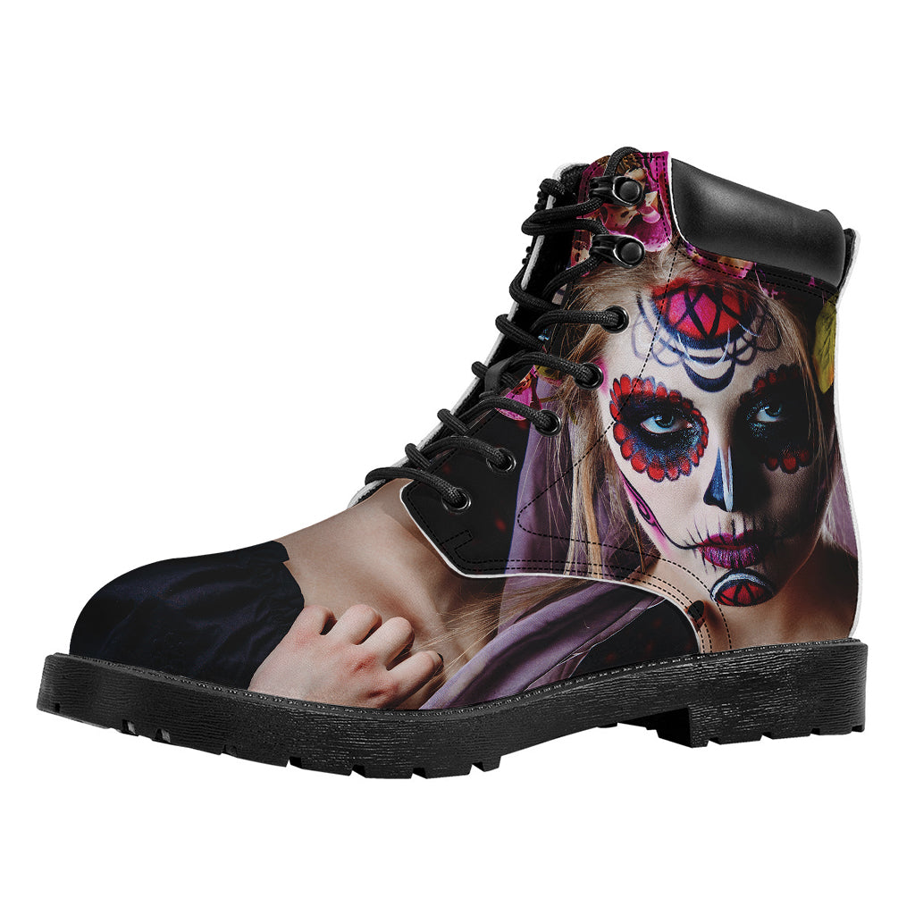 Calavera Girl Day of The Dead Print Work Boots