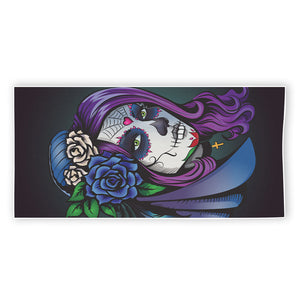 Calavera Girl Dia De Los Muertos Print Beach Towel