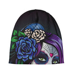 Calavera Girl Dia De Los Muertos Print Beanie