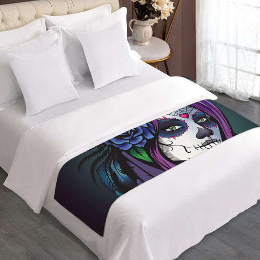 Calavera Girl Dia De Los Muertos Print Bed Runner