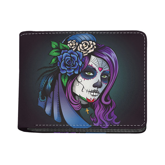 Calavera Girl Dia De Los Muertos Print Bifold Wallet