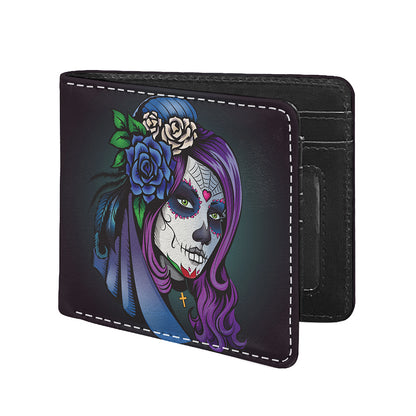 Calavera Girl Dia De Los Muertos Print Bifold Wallet