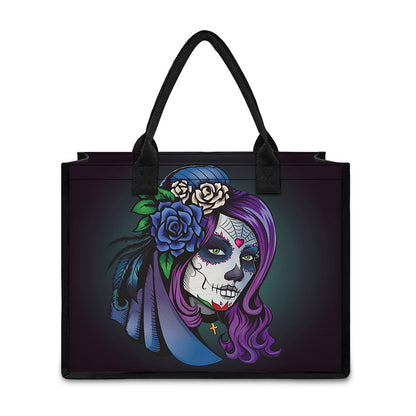 Calavera Girl Dia De Los Muertos Print Canvas Tote Bag