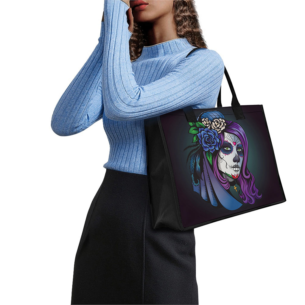 Calavera Girl Dia De Los Muertos Print Canvas Tote Bag