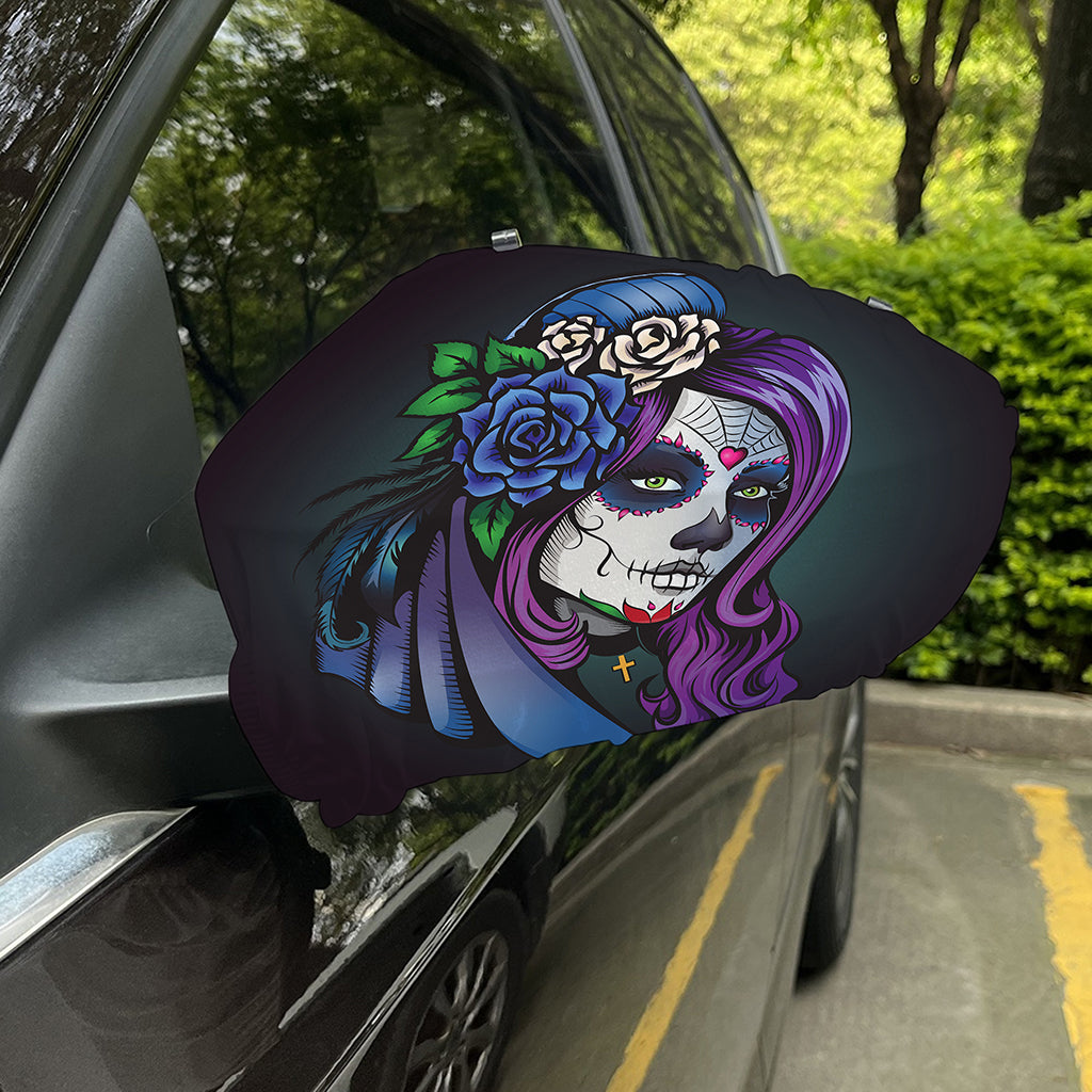 Calavera Girl Dia De Los Muertos Print Car Side Mirror Covers