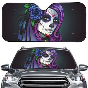 Calavera Girl Dia De Los Muertos Print Car Windshield Sun Shade