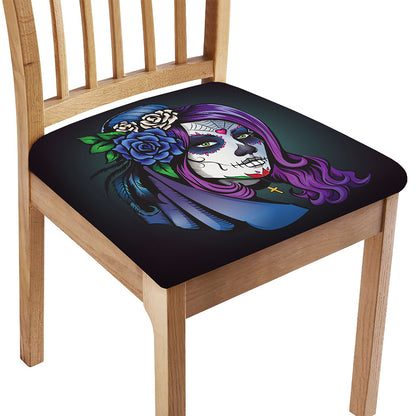 Calavera Girl Dia De Los Muertos Print Chair Cushion Cover