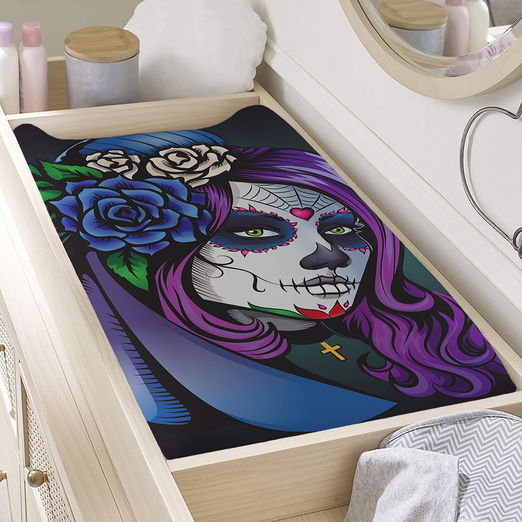 Calavera Girl Dia De Los Muertos Print Changing Pad Cover
