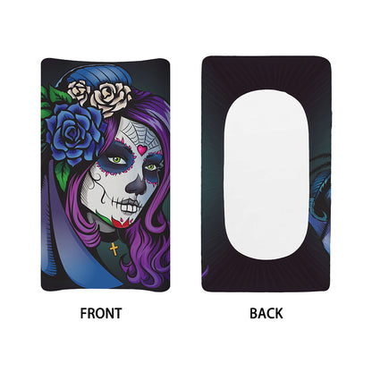 Calavera Girl Dia De Los Muertos Print Changing Pad Cover