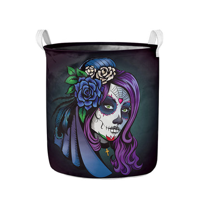 Calavera Girl Dia De Los Muertos Print Collapsible Laundry Basket
