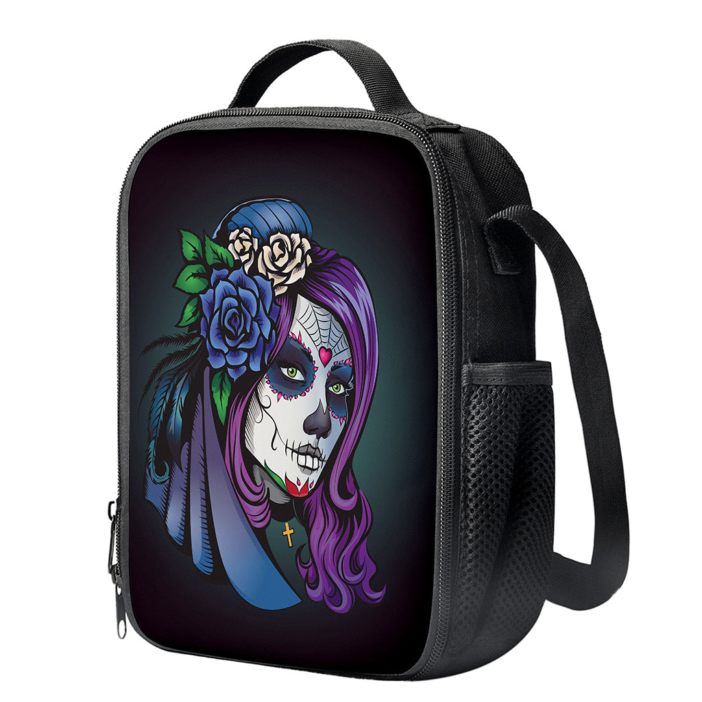 Calavera Girl Dia De Los Muertos Print Crossbody Lunch Bag