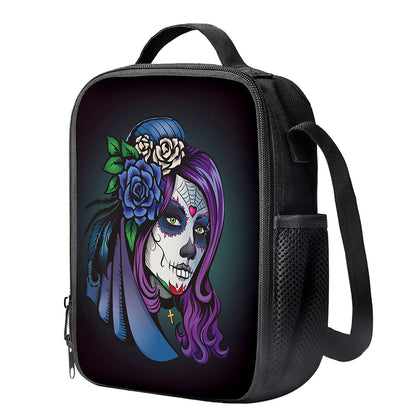 Calavera Girl Dia De Los Muertos Print Crossbody Lunch Bag
