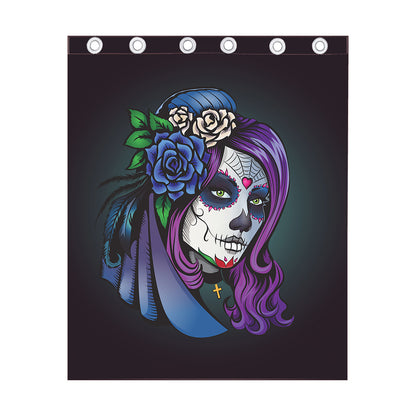 Calavera Girl Dia De Los Muertos Print Curtain