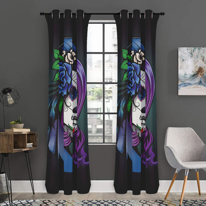 Calavera Girl Dia De Los Muertos Print Curtain