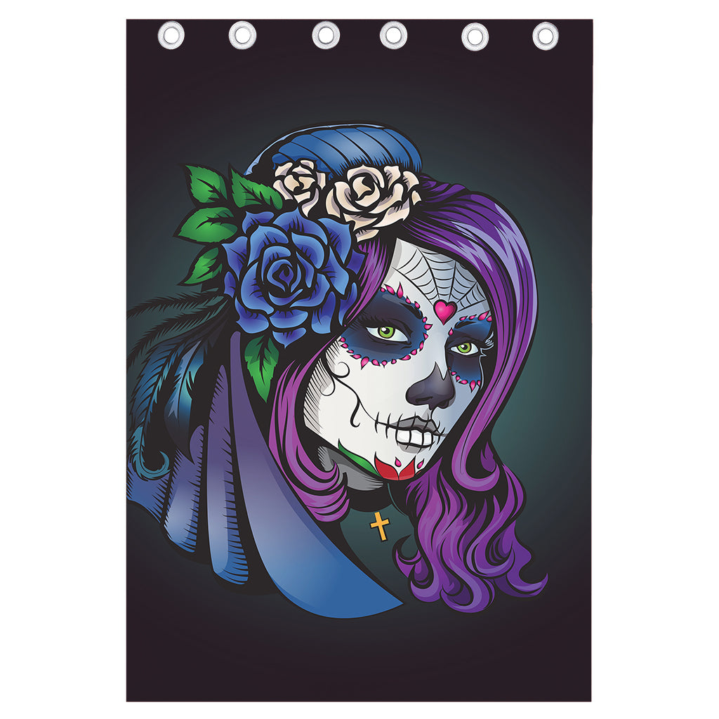 Calavera Girl Dia De Los Muertos Print Curtain