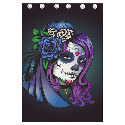 Calavera Girl Dia De Los Muertos Print Curtain