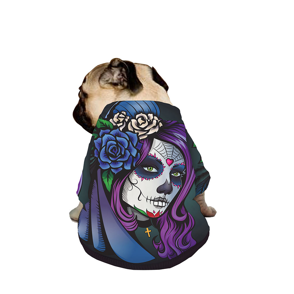 Calavera Girl Dia De Los Muertos Print Dog Zip Up Jacket
