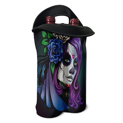 Calavera Girl Dia De Los Muertos Print Double Neoprene Wine Tote