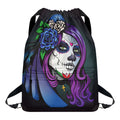 Calavera Girl Dia De Los Muertos Print Drawstring Backpack