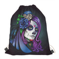 Calavera Girl Dia De Los Muertos Print Drawstring Bag