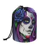 Calavera Girl Dia De Los Muertos Print Drawstring Makeup Bag