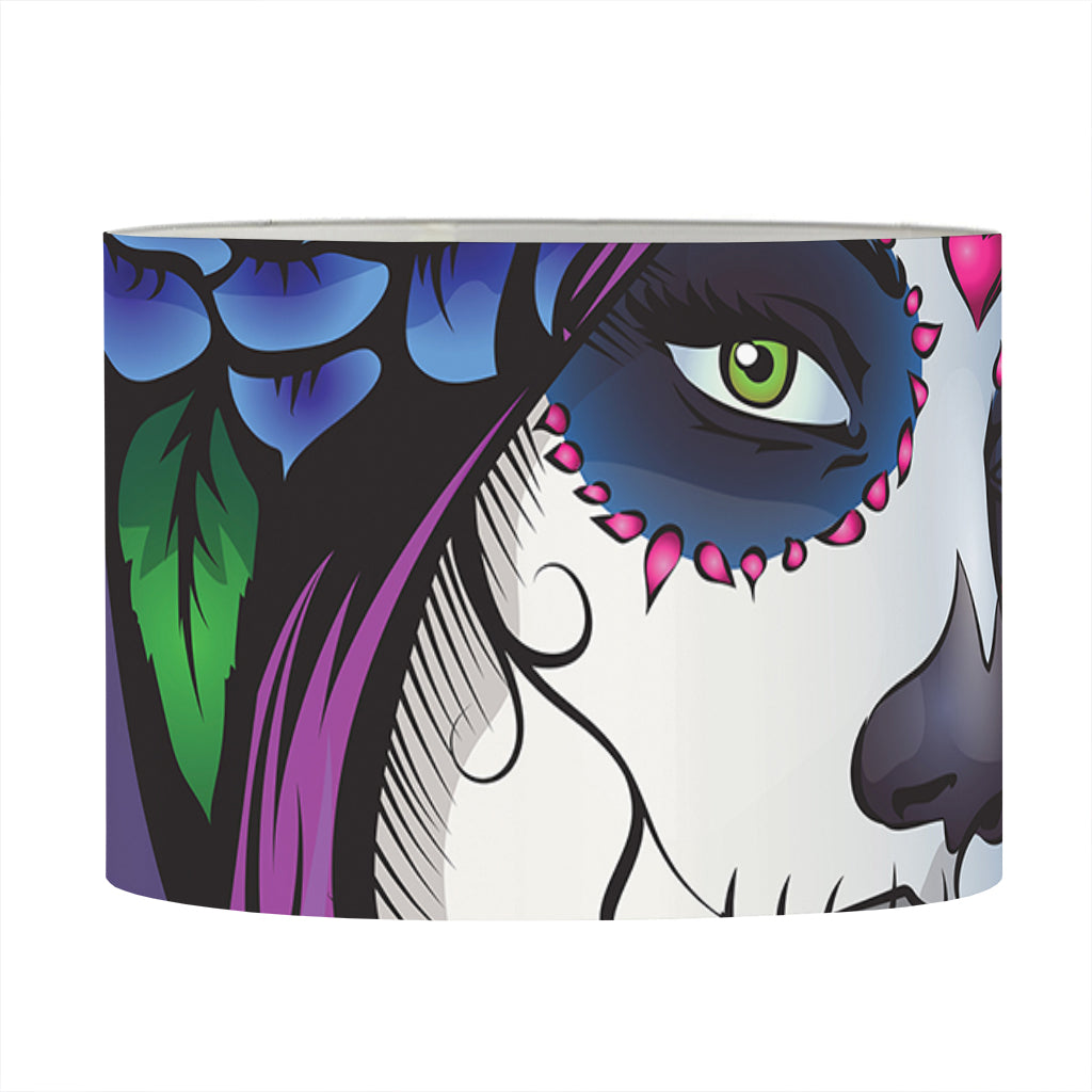 Calavera Girl Dia De Los Muertos Print Drum Lamp Shade