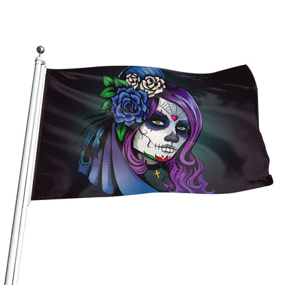 Calavera Girl Dia De Los Muertos Print Flag