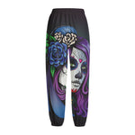 Calavera Girl Dia De Los Muertos Print Fleece Lined Knit Pants