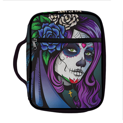 Calavera Girl Dia De Los Muertos Print Front Pocket Bible Bag