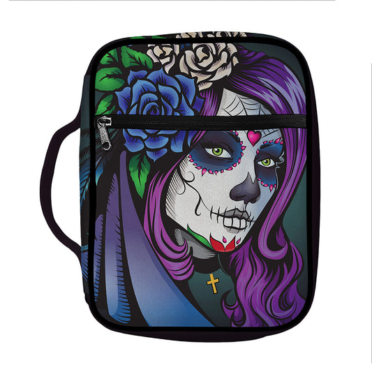 Calavera Girl Dia De Los Muertos Print Front Pocket Bible Bag
