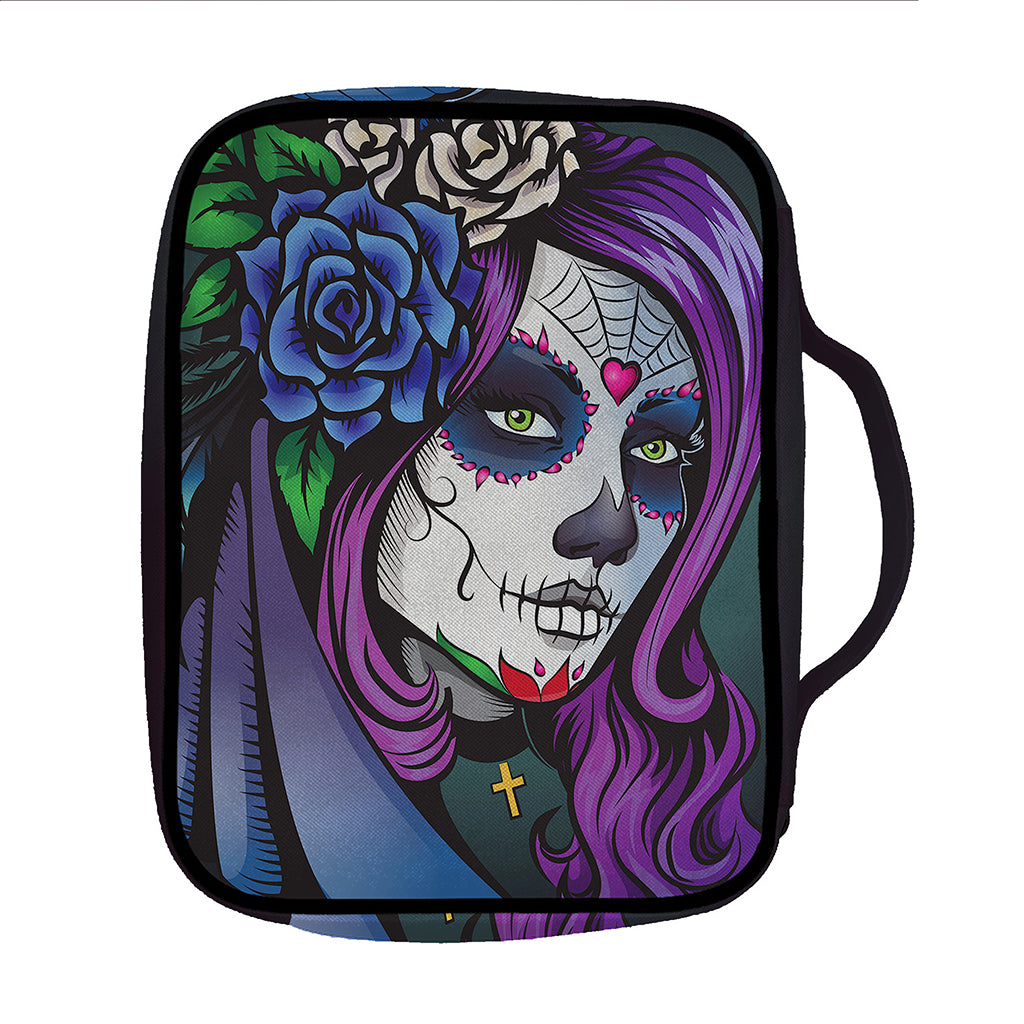 Calavera Girl Dia De Los Muertos Print Front Pocket Bible Bag
