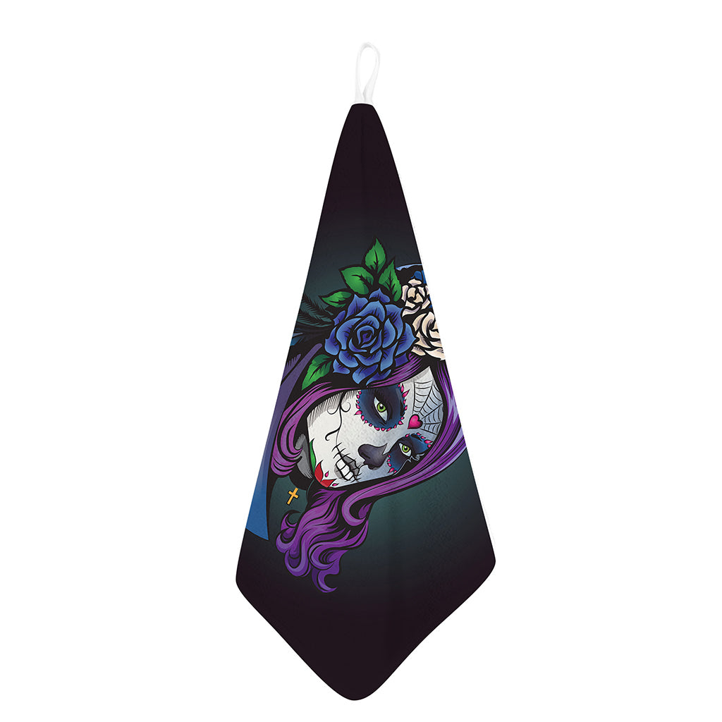 Calavera Girl Dia De Los Muertos Print Hand Towel