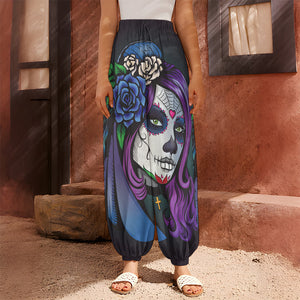 Calavera Girl Dia De Los Muertos Print Harem Pants