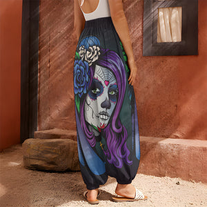 Calavera Girl Dia De Los Muertos Print Harem Pants