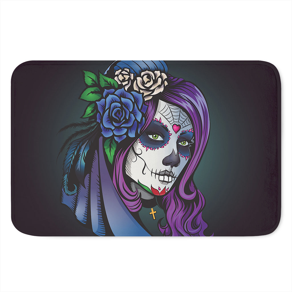 Calavera Girl Dia De Los Muertos Print Indoor Door Mat