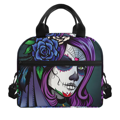 Calavera Girl Dia De Los Muertos Print Insulated Lunch Bag