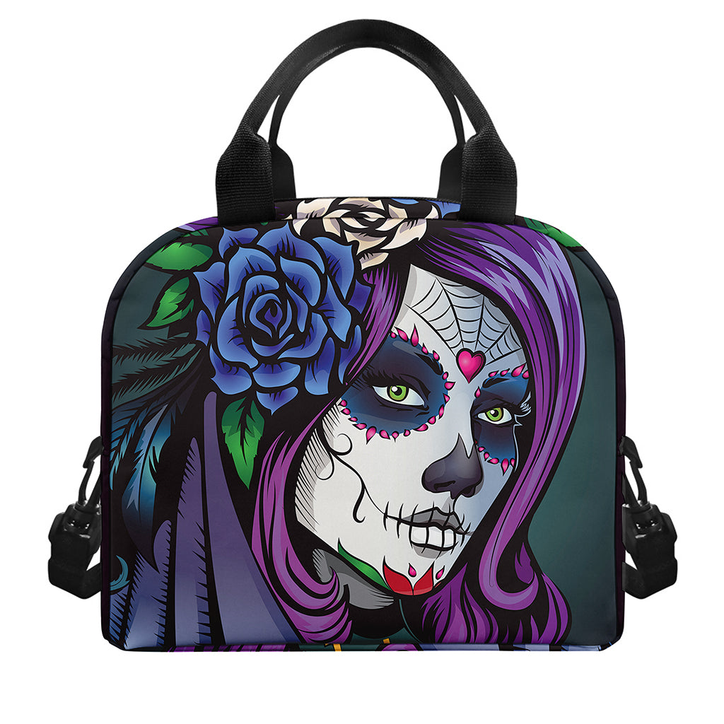 Calavera Girl Dia De Los Muertos Print Insulated Lunch Bag