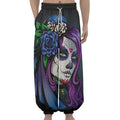 Calavera Girl Dia De Los Muertos Print Lantern Pants