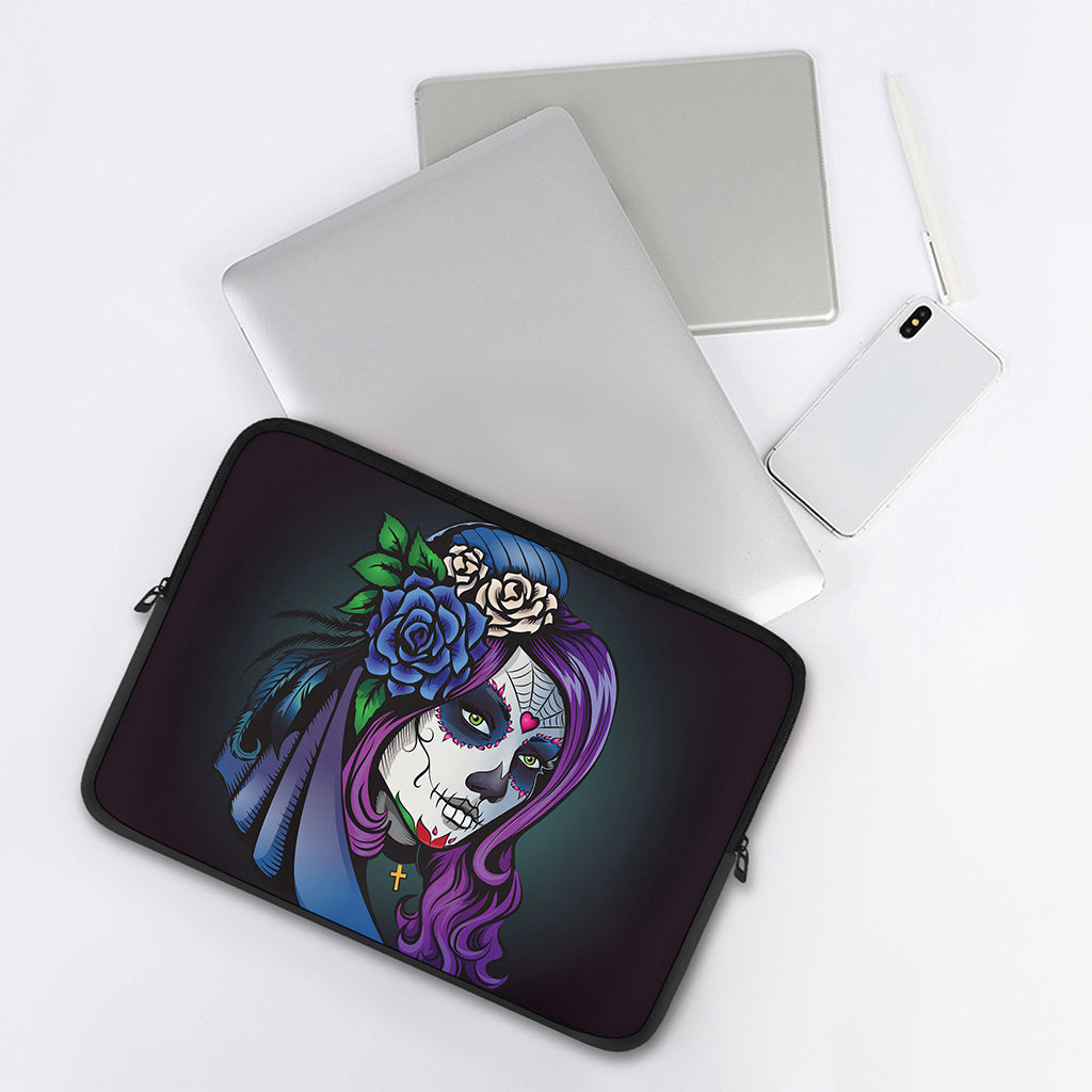 Calavera Girl Dia De Los Muertos Print Laptop Sleeve