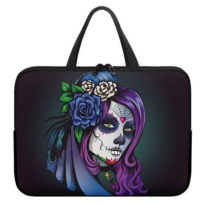 Calavera Girl Dia De Los Muertos Print Laptop Sleeve With Handle