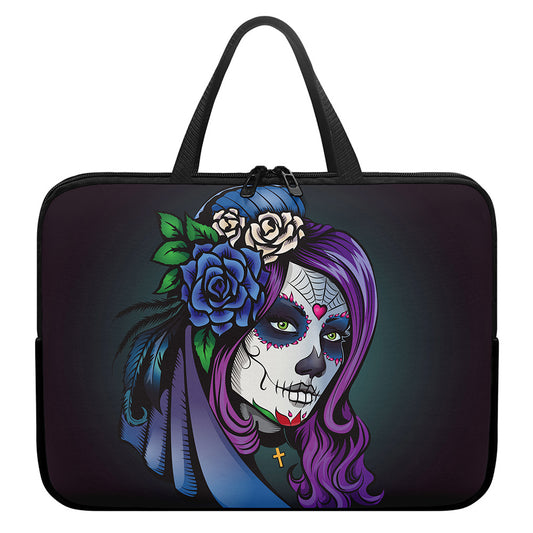 Calavera Girl Dia De Los Muertos Print Laptop Sleeve With Handle