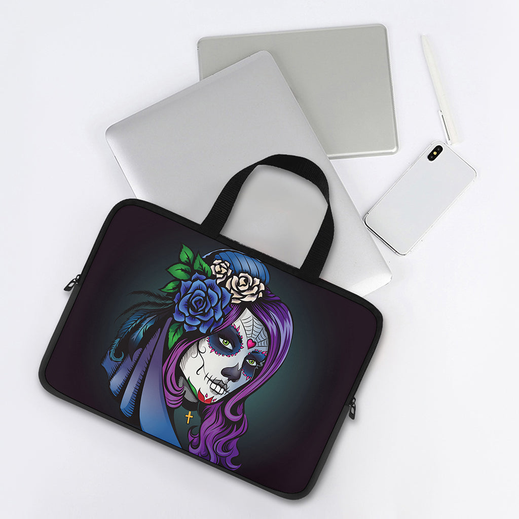 Calavera Girl Dia De Los Muertos Print Laptop Sleeve With Handle