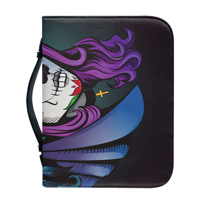 Calavera Girl Dia De Los Muertos Print Leather Bible Cover