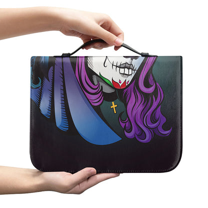 Calavera Girl Dia De Los Muertos Print Leather Bible Cover