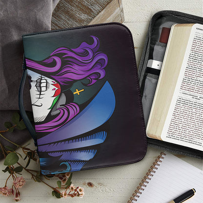 Calavera Girl Dia De Los Muertos Print Leather Bible Cover