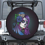 Calavera Girl Dia De Los Muertos Print Leather Spare Tire Cover