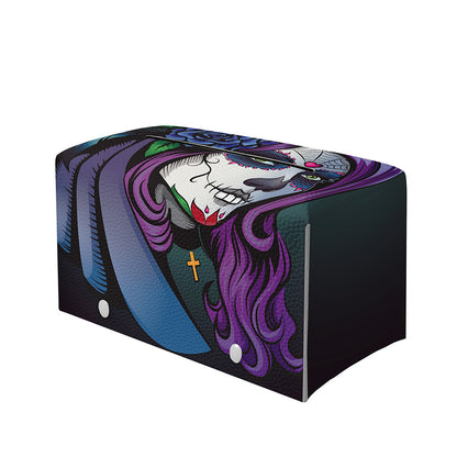 Calavera Girl Dia De Los Muertos Print Leather Tissue Box Cover