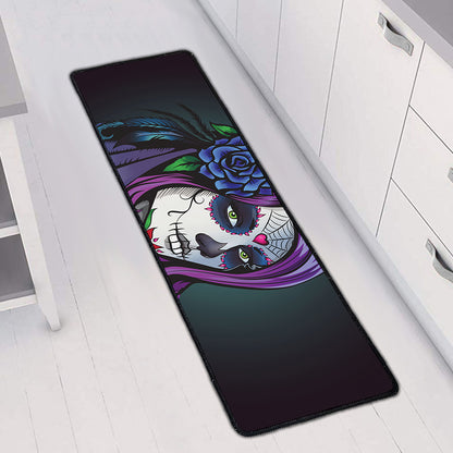 Calavera Girl Dia De Los Muertos Print Long Kitchen Mat