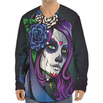 Calavera Girl Dia De Los Muertos Print Long Sleeve Baseball Jersey